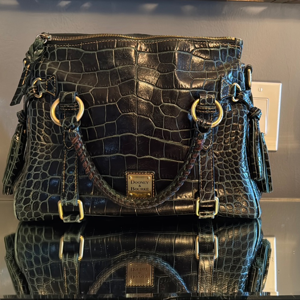 Dooney & Bourke Ivy Green Croc Embossed Leather Bag